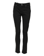 Dolce & Gabbana Black Cotton Skinny Mid Waist Denim Jeans