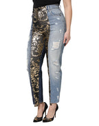 Dolce & Gabbana Multicolor Patchwork Tapered Denim Jeans - Zeiniez