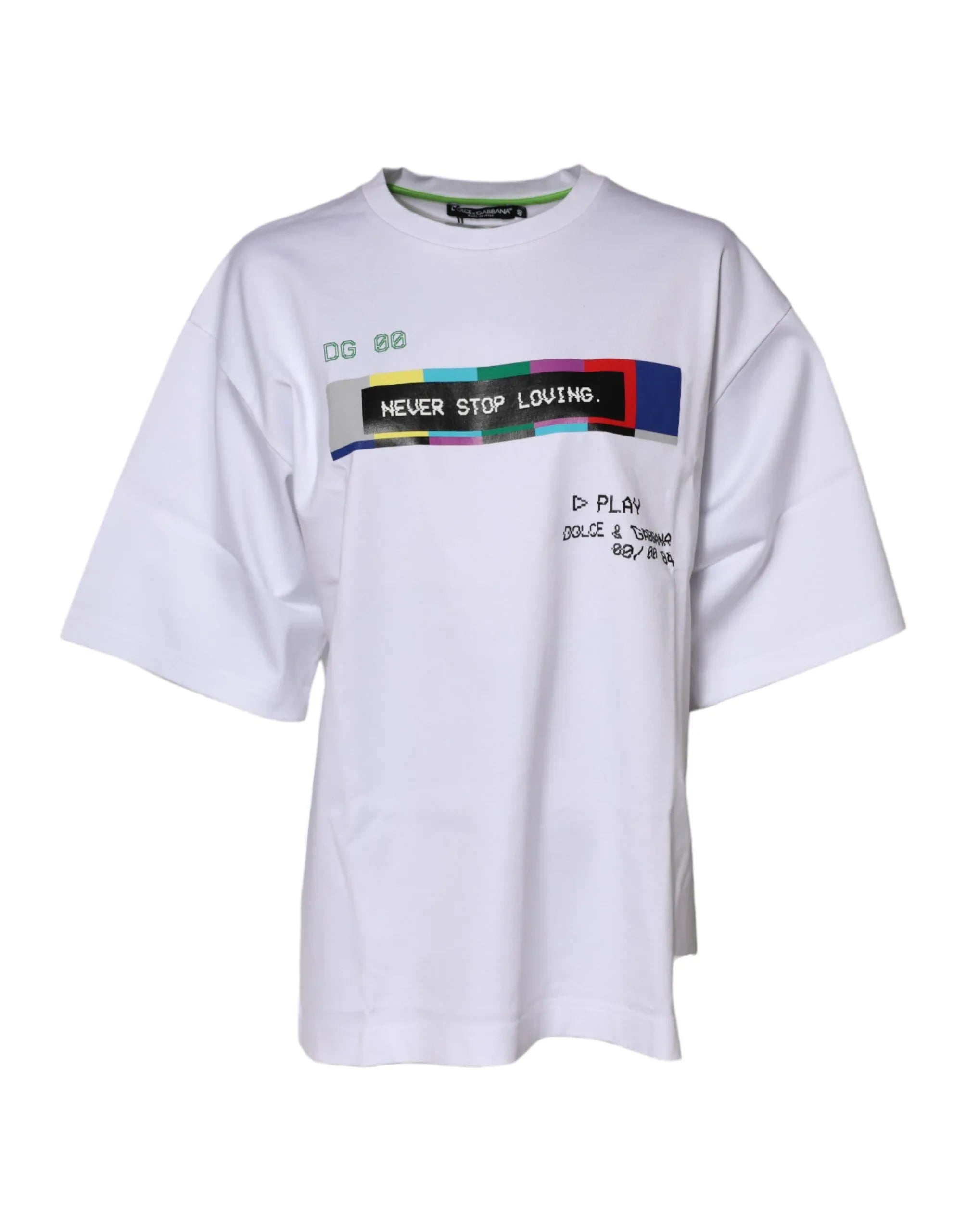 Dolce & Gabbana White Cotton Printed Short Sleeves T-shirt - Zeiniez