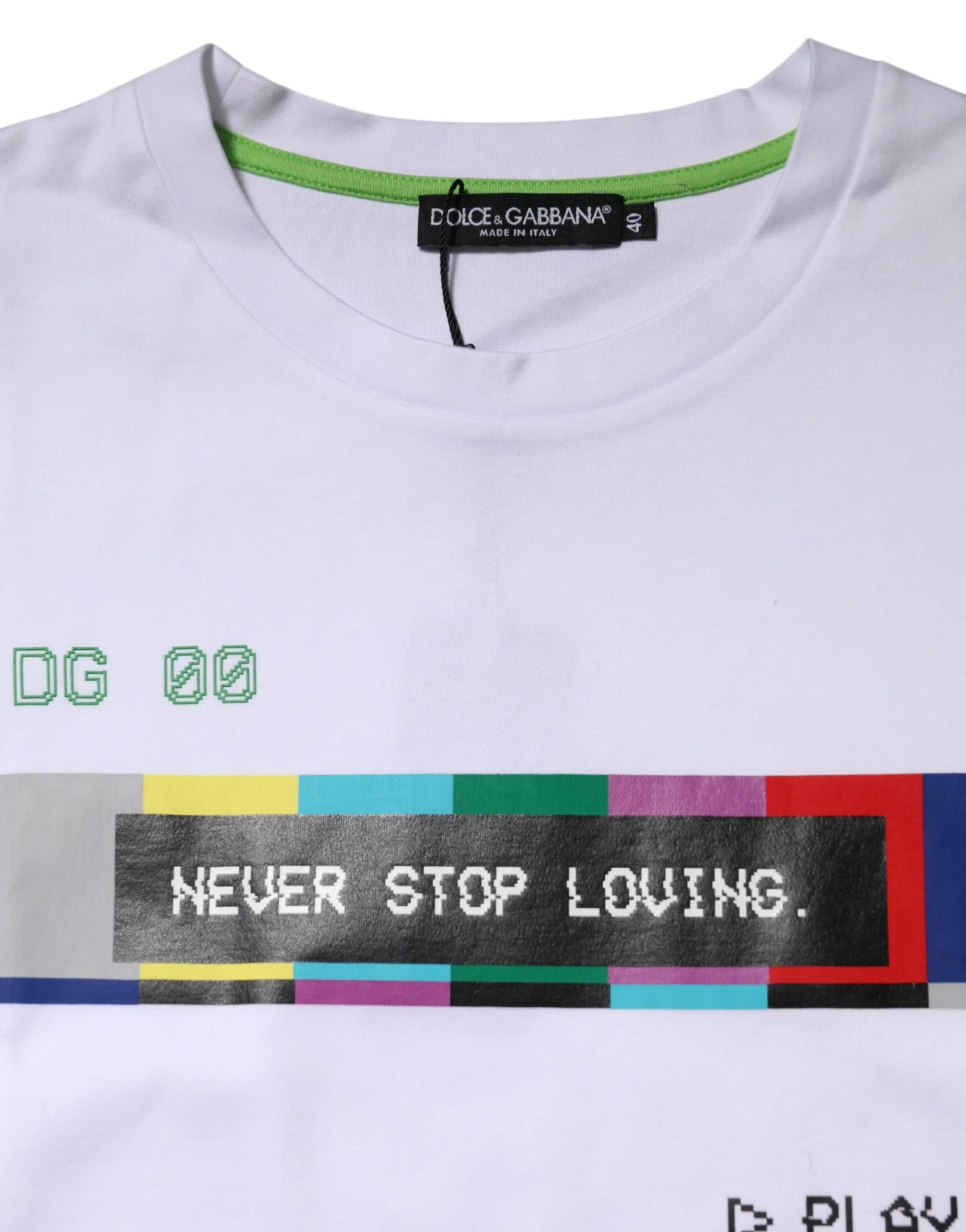 Dolce & Gabbana White Cotton Printed Short Sleeves T-shirt - Zeiniez