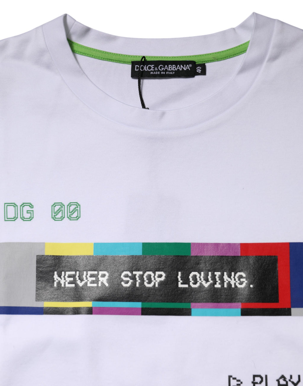 Dolce & Gabbana White Cotton Printed Short Sleeves T-shirt