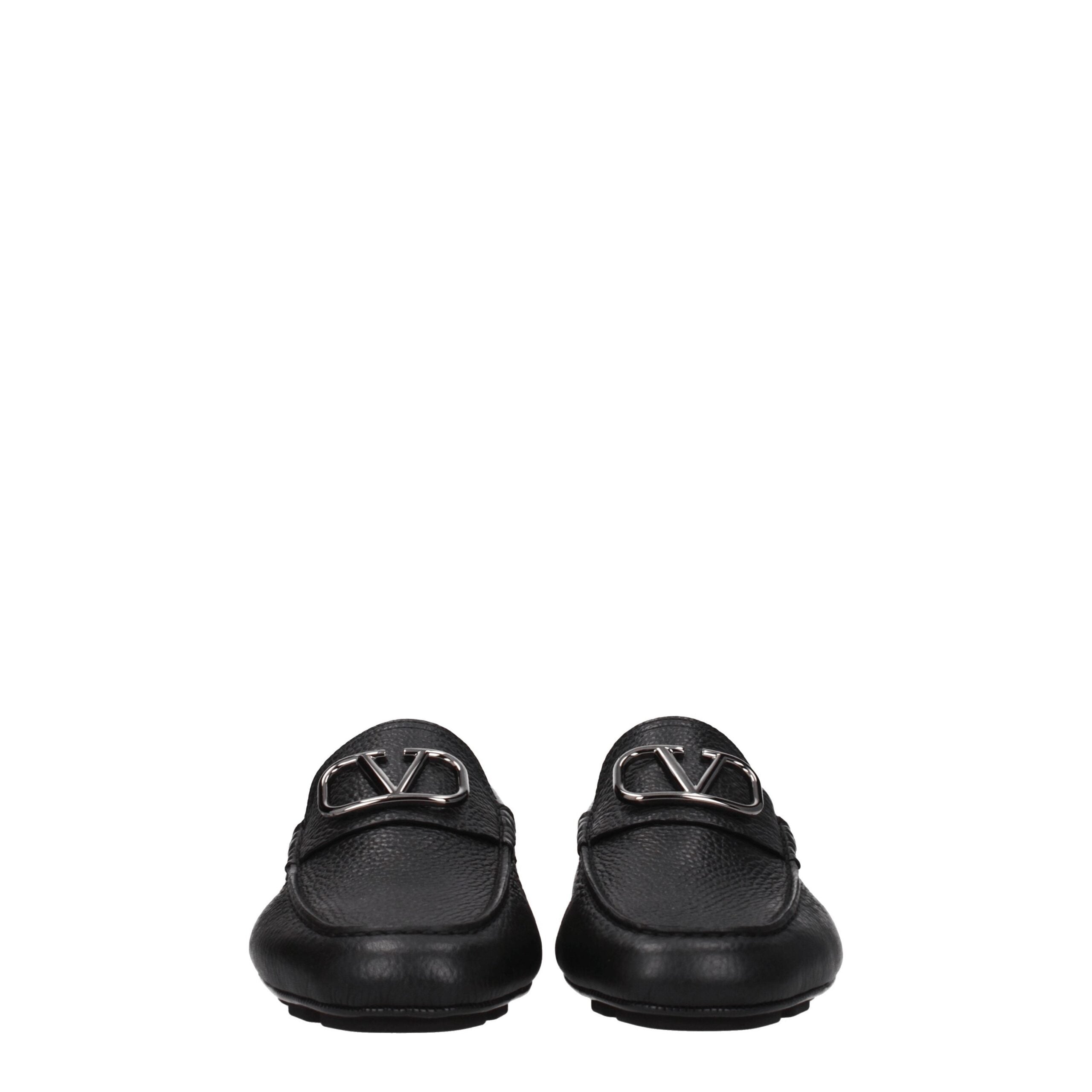 Valentino Garavani Black Leather Slip-On Loafers