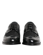 Dolce & Gabbana Black Leather Floral Lace Dress Formal Shoes - Zeiniez