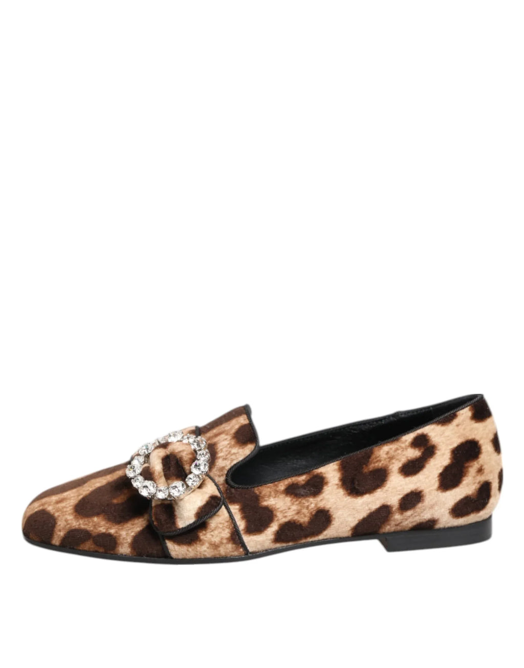 Dolce & Gabbana Brown Leopard Print Crystals Loafers Flats Shoes - Zeiniez