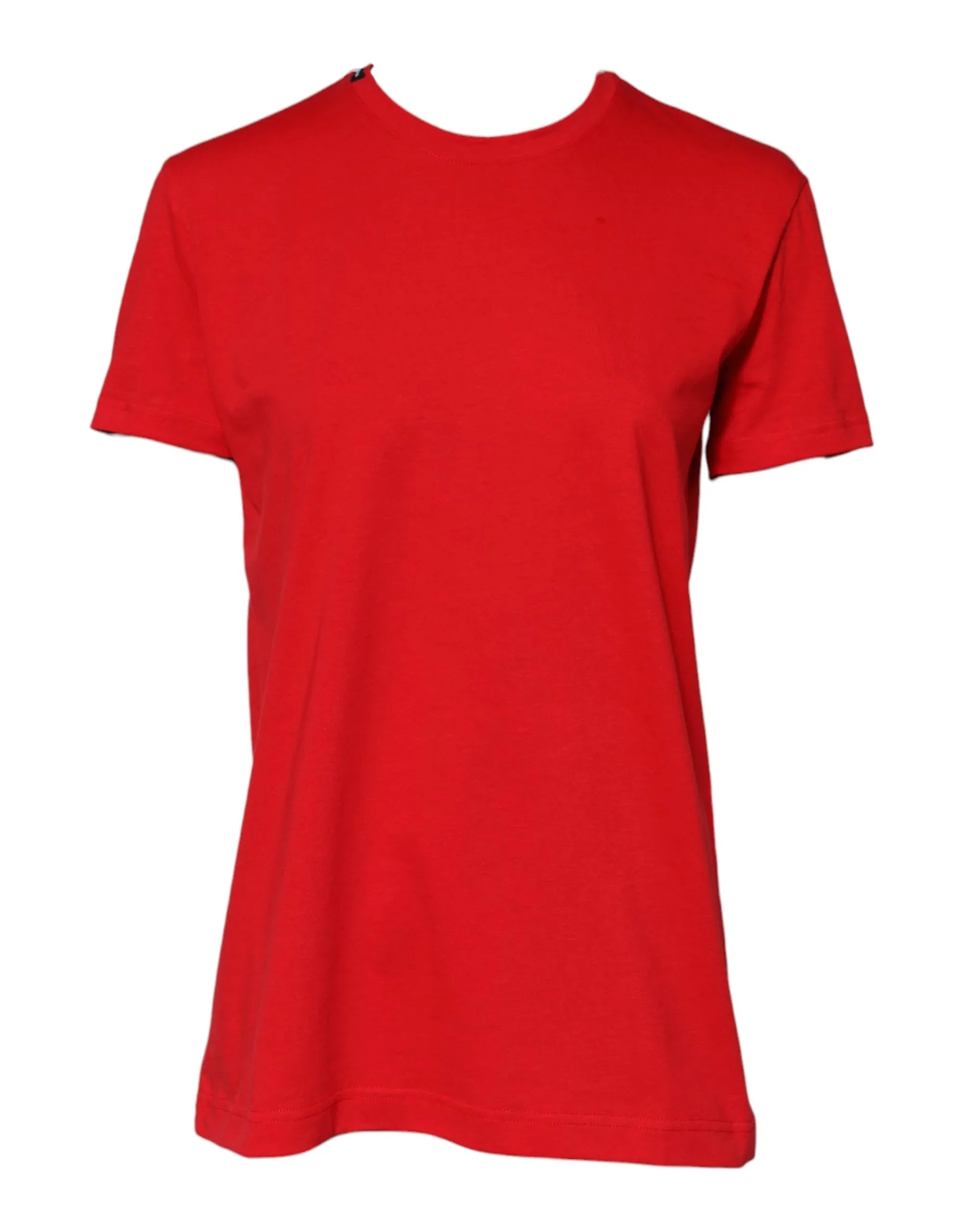 Dolce & Gabbana Red Cotton Crew Neck Short Sleeves Top T-shirt - Zeiniez