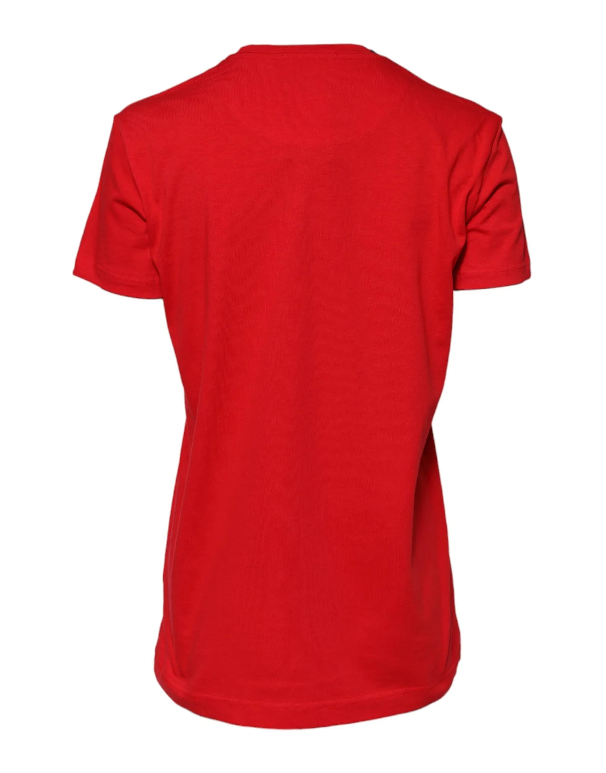 Dolce & Gabbana Red Cotton Crew Neck Short Sleeves Top T-shirt - Zeiniez