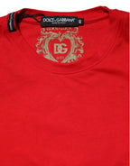 Dolce & Gabbana Red Cotton Crew Neck Short Sleeves Top T-shirt - Zeiniez
