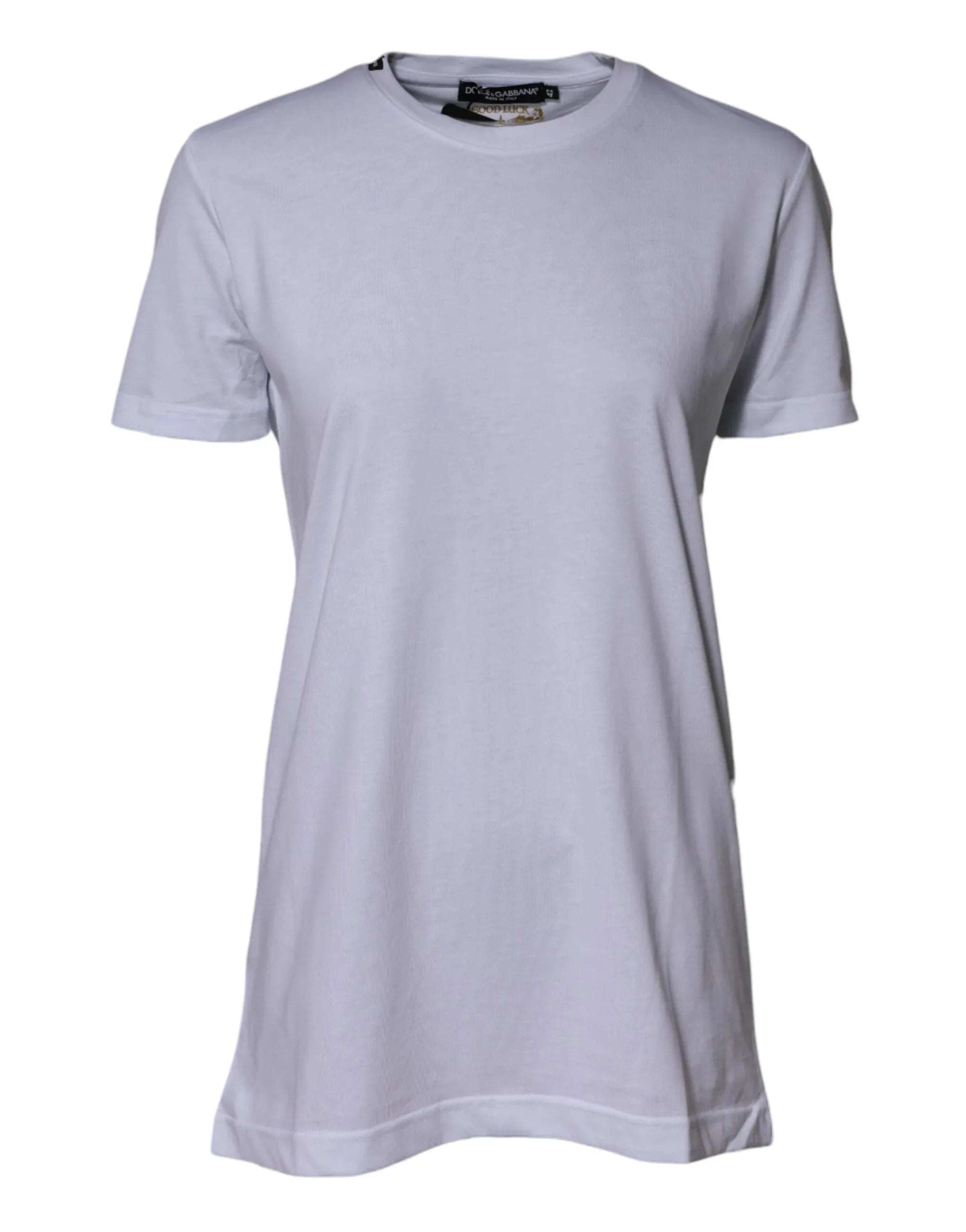Dolce & Gabbana White Cotton Goodluck 2023 Crew Neck T-shirt - Zeiniez