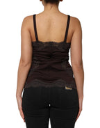Dolce & Gabbana Dark Brown Lace Trim Wool Sleeveless Tank Top - Zeiniez