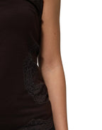 Dolce & Gabbana Dark Brown Lace Trim Wool Sleeveless Tank Top - Zeiniez