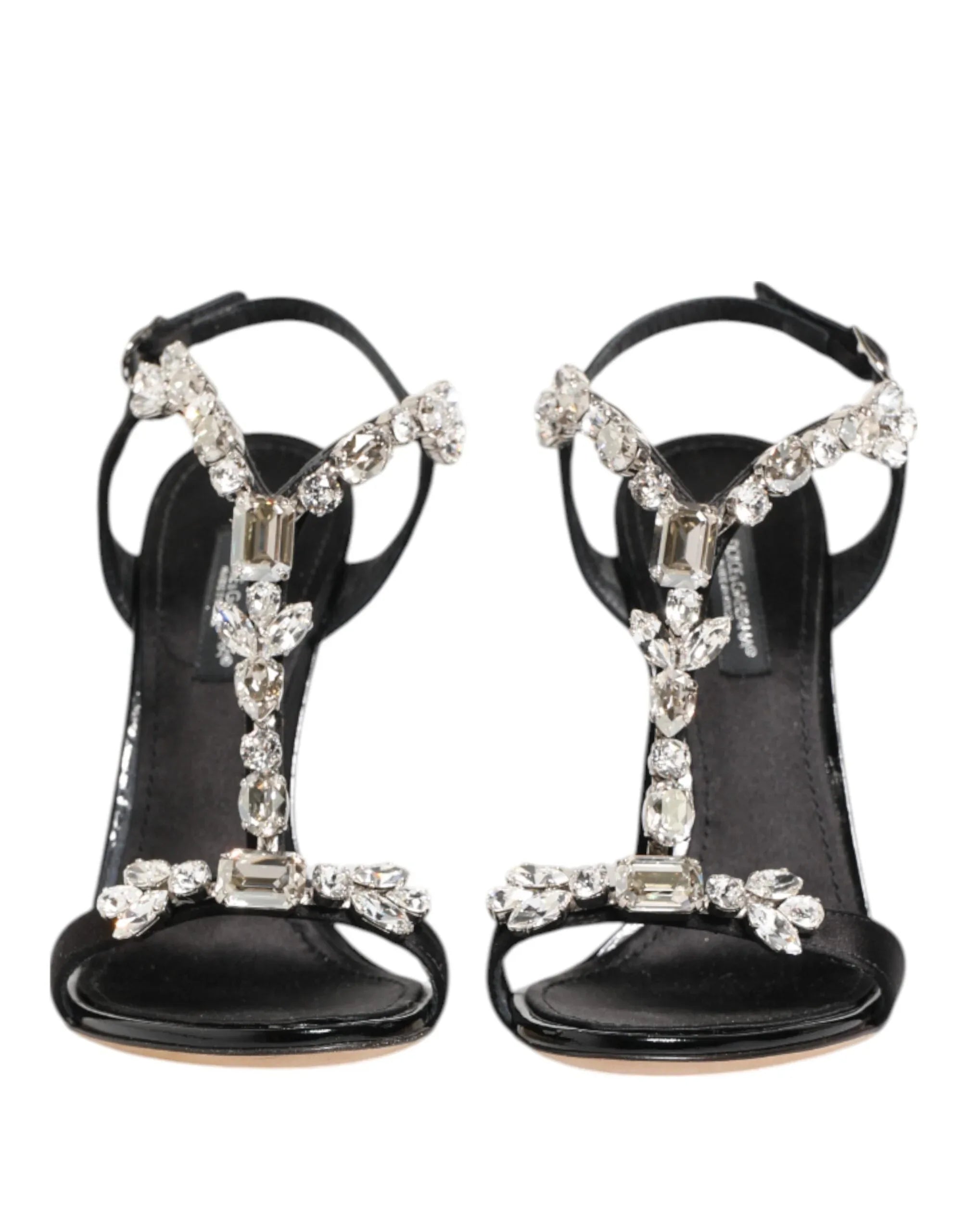 Dolce & Gabbana Black Keira Crystals Heels Sandals Shoes - Zeiniez