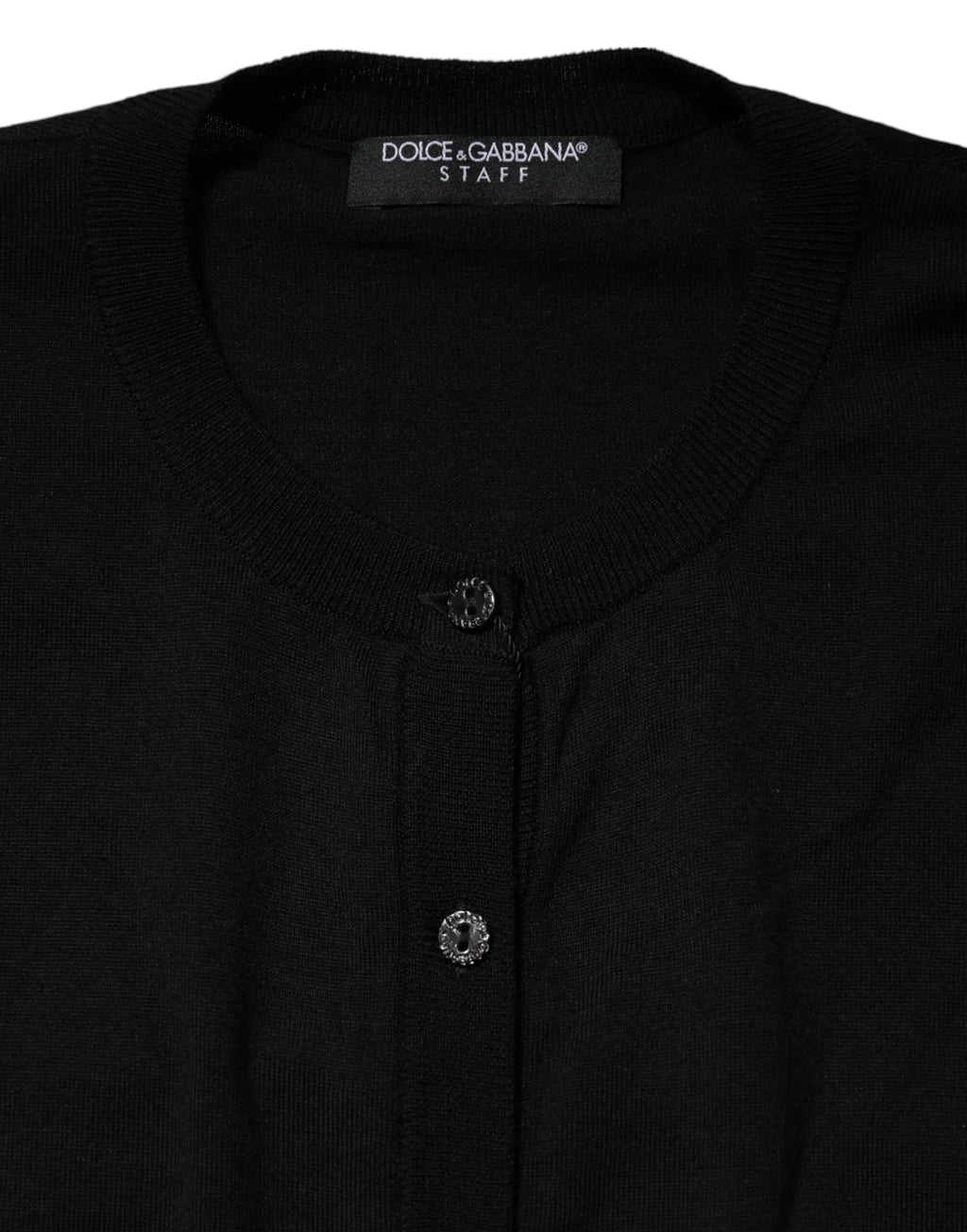 Dolce & Gabbana Black Wool Knit Round Neck Cardigan Sweater - Zeiniez