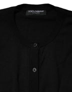 Dolce & Gabbana Black Wool Knit Round Neck Cardigan Sweater - Zeiniez