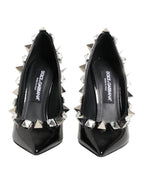 Dolce & Gabbana Black Crystals Studs Stiletto Pumps Shoes - Zeiniez
