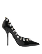 Dolce & Gabbana Black Crystals Studs Stiletto Pumps Shoes - Zeiniez