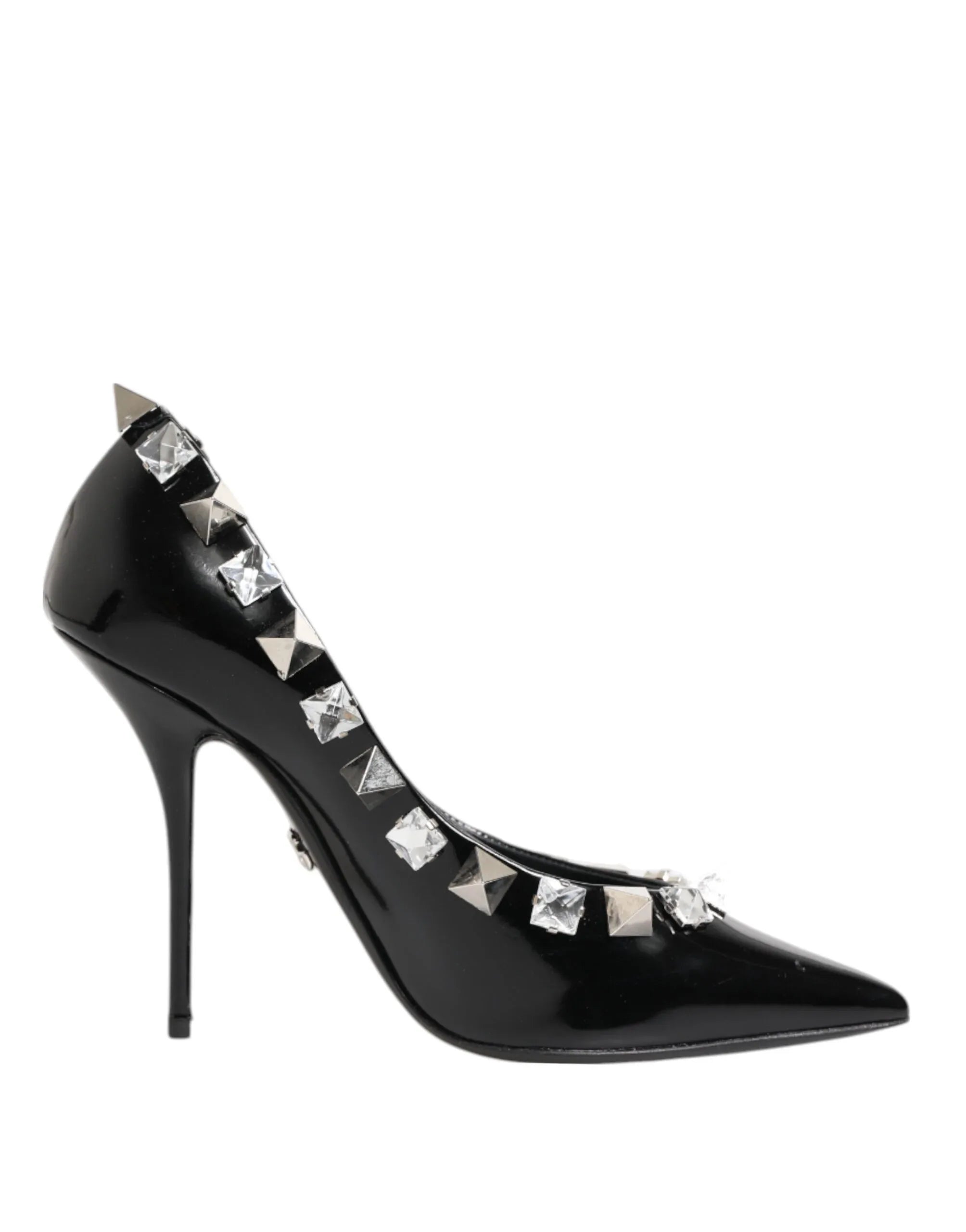 Dolce & Gabbana Black Crystals Studs Stiletto Pumps Shoes - Zeiniez