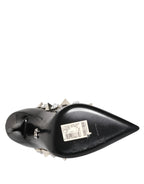 Dolce & Gabbana Black Crystals Studs Stiletto Pumps Shoes - Zeiniez