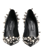 Dolce & Gabbana Black Crystals Studs Stiletto Pumps Shoes - Zeiniez