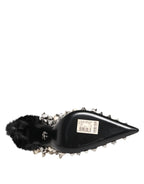 Dolce & Gabbana Black Crystals Studs Stiletto Pumps Shoes - Zeiniez
