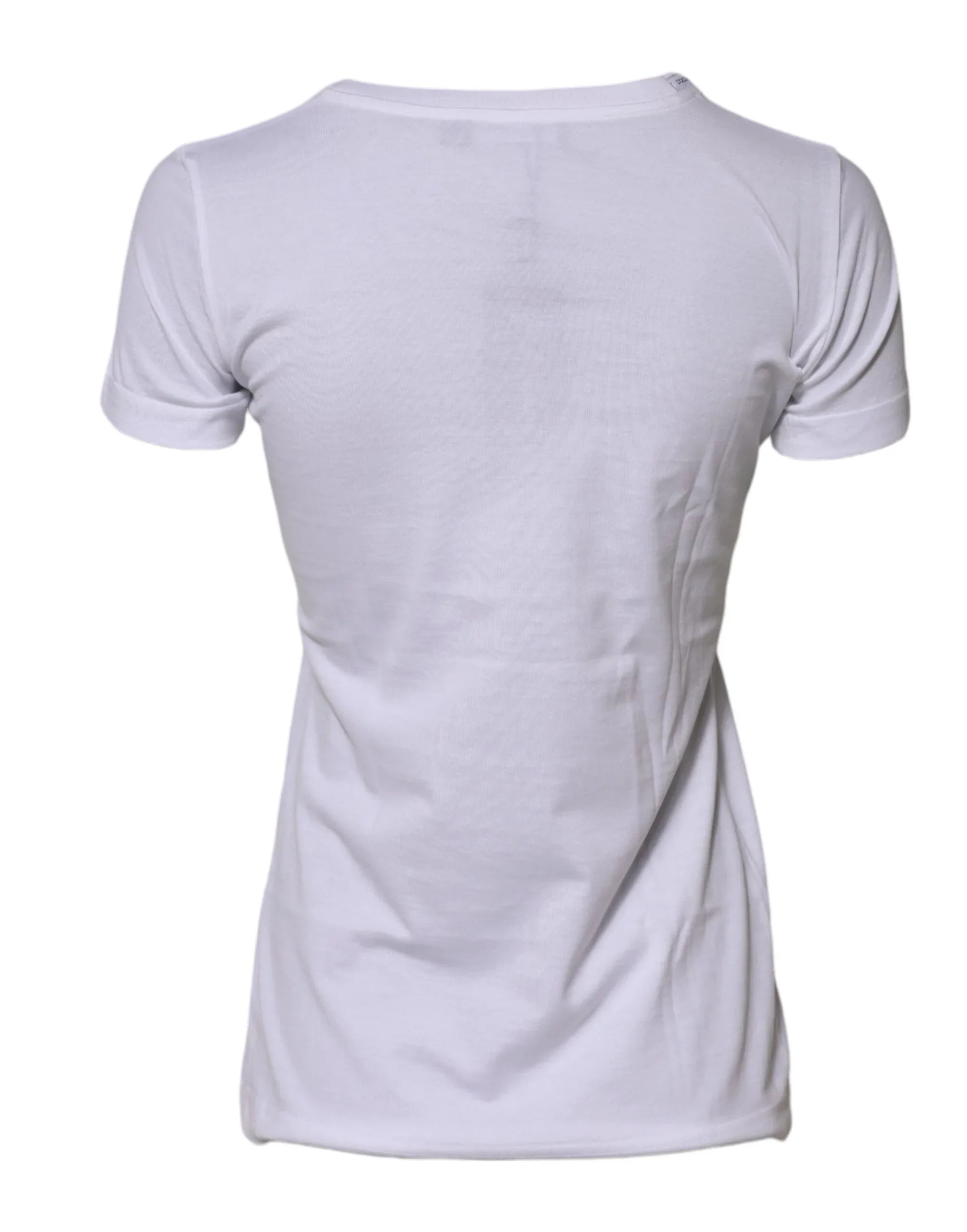Dolce & Gabbana White Cotton Crew Neck Short Sleeves T-shirt - Zeiniez