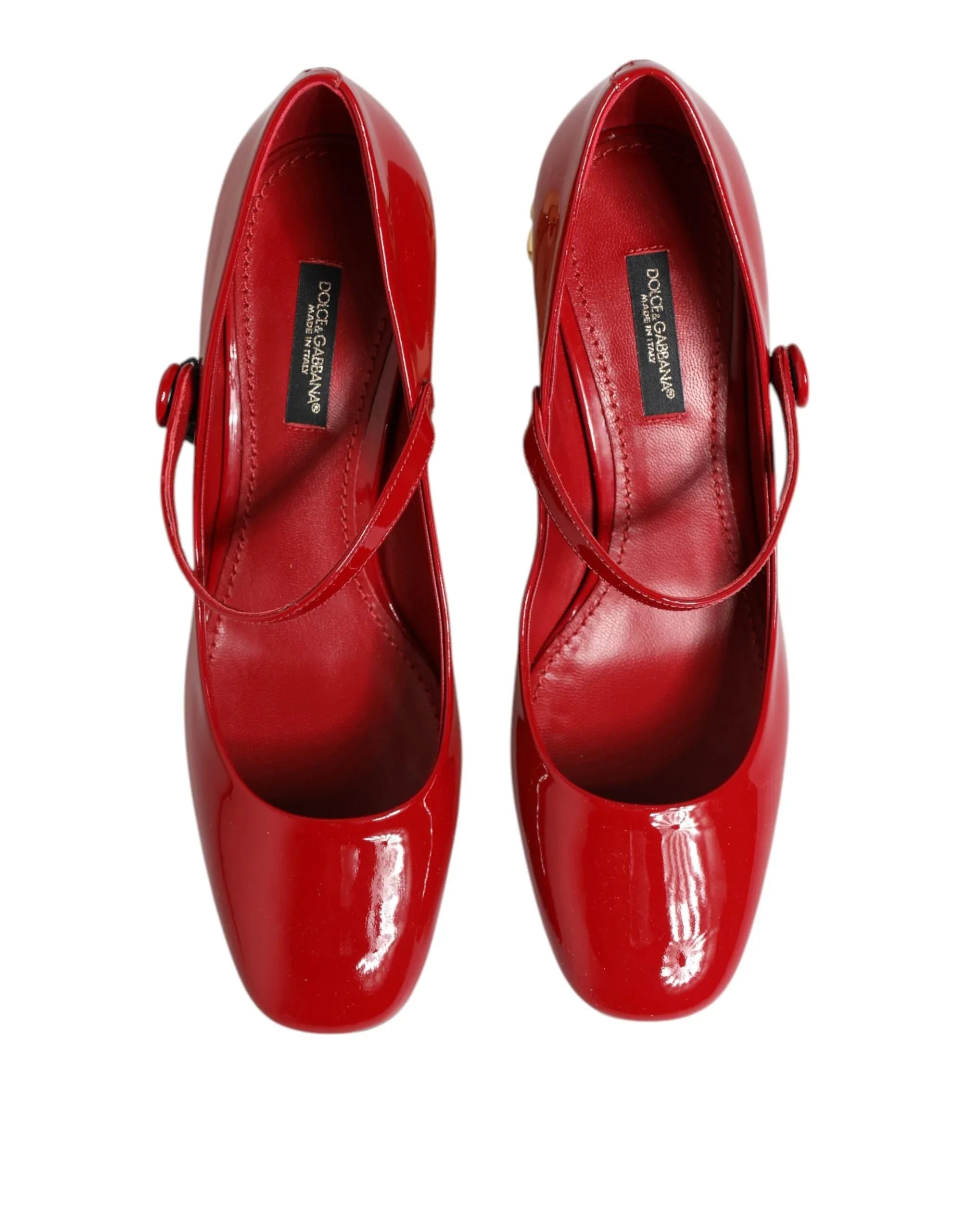 Dolce & Gabbana Red Leather DG Logo Heels Sandals Shoes - Zeiniez