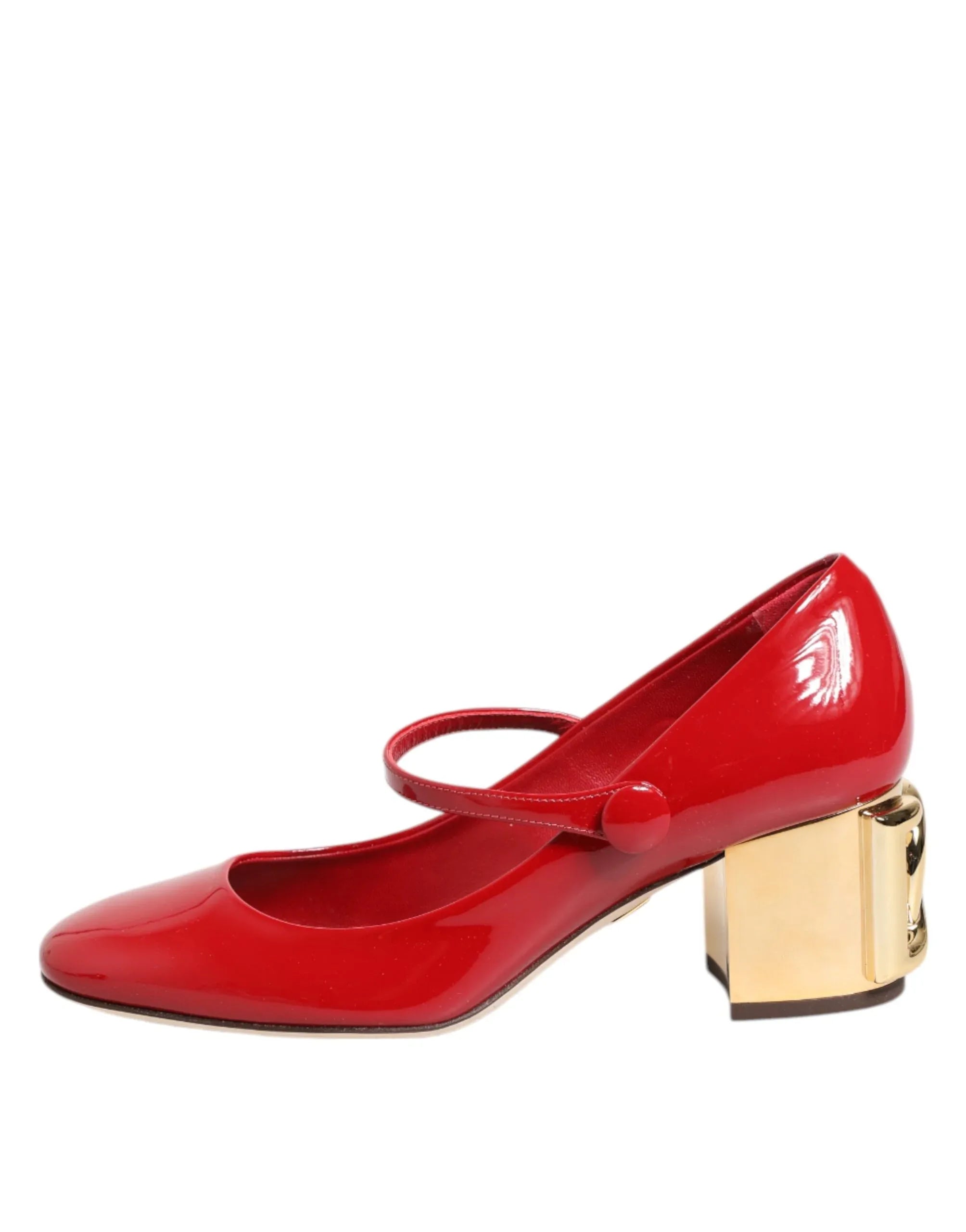Dolce & Gabbana Red Leather DG Logo Heels Sandals Shoes - Zeiniez