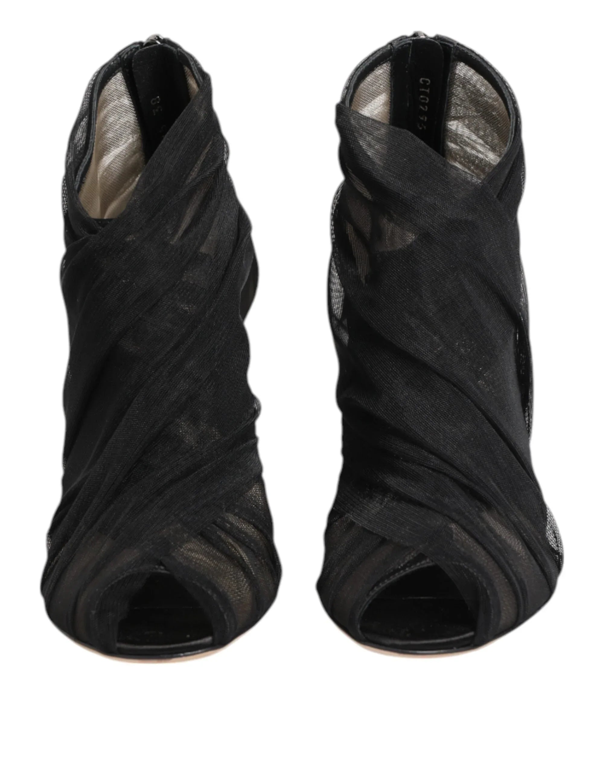 Dolce & Gabbana Black Mesh Stiletto Heels Ankle Boots Shoes - Zeiniez