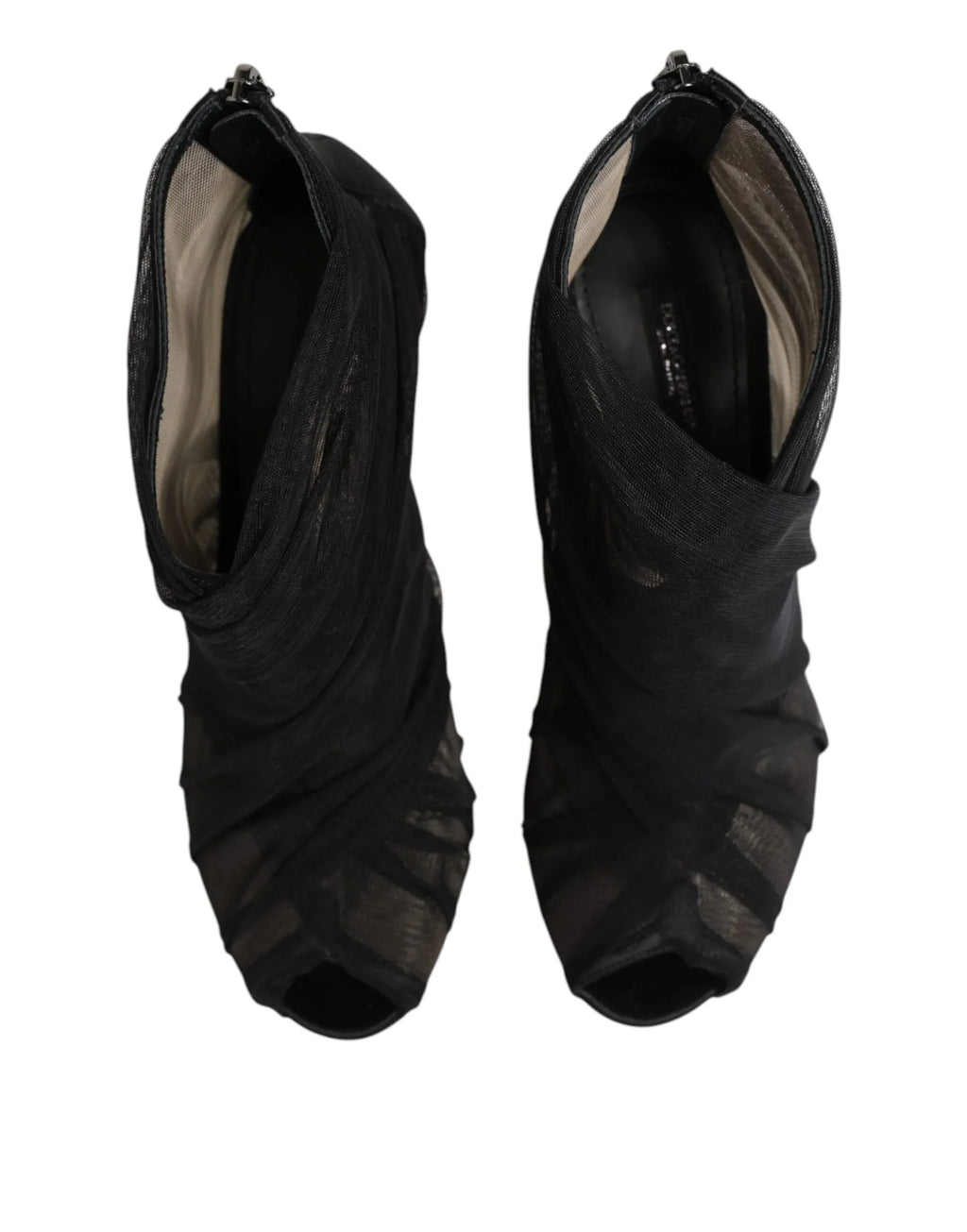 Dolce & Gabbana Black Mesh Stiletto Heels Ankle Boots Shoes - Zeiniez