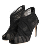 Dolce & Gabbana Black Mesh Stiletto Heels Ankle Boots Shoes - Zeiniez