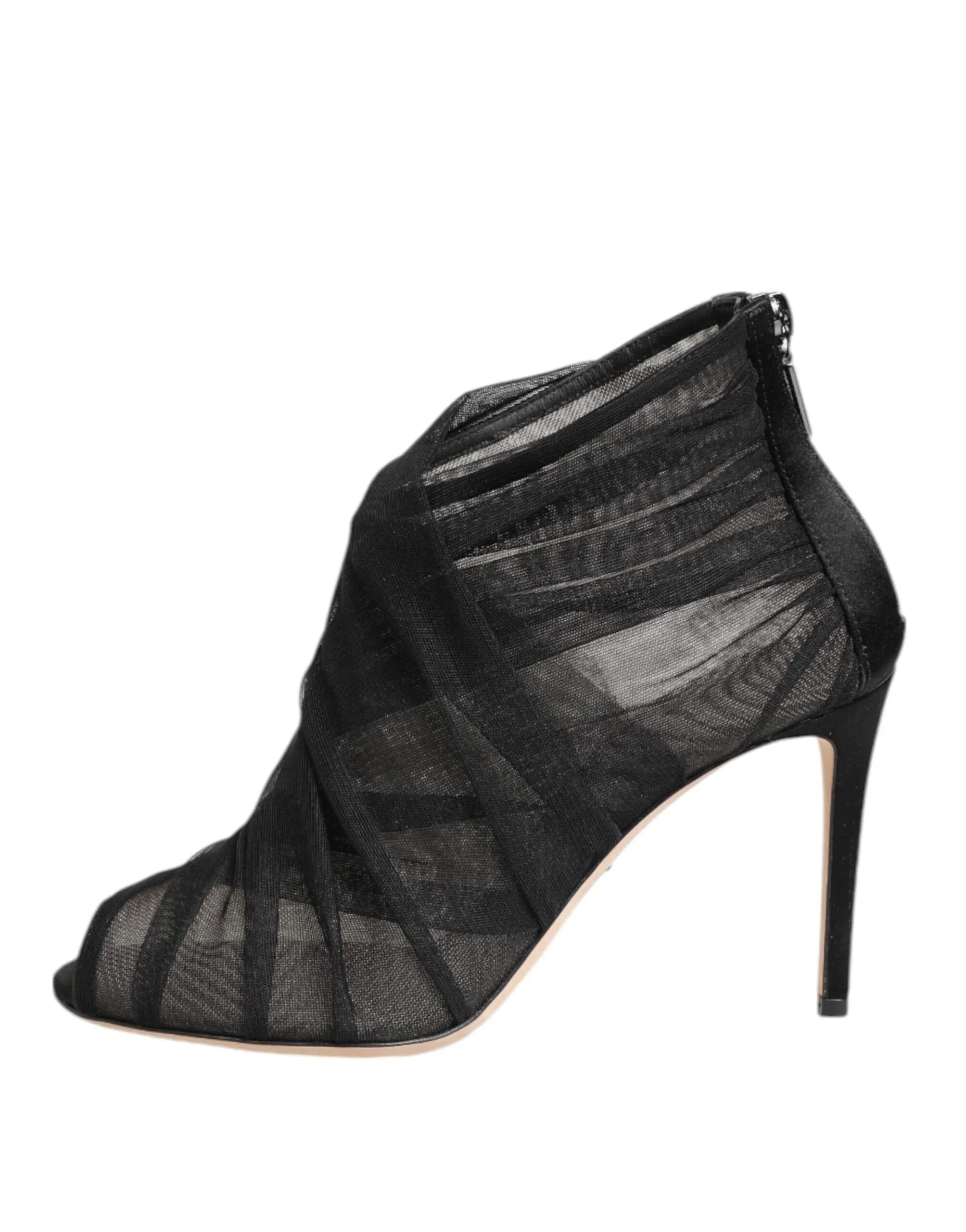 Dolce & Gabbana Black Mesh Stiletto Heels Ankle Boots Shoes - Zeiniez