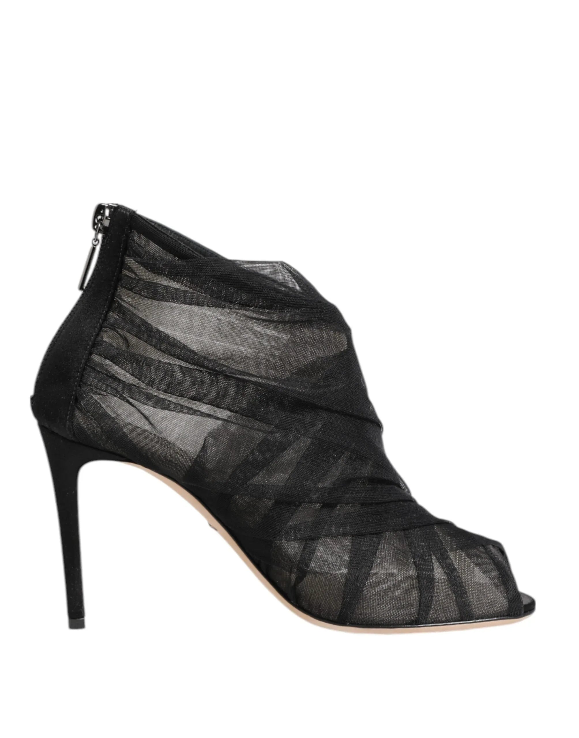 Dolce & Gabbana Black Mesh Stiletto Heels Ankle Boots Shoes - Zeiniez