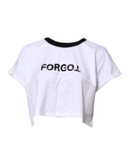 Dolce & Gabbana White Cotton Crew Neck Cropped Top T-shirt - Zeiniez