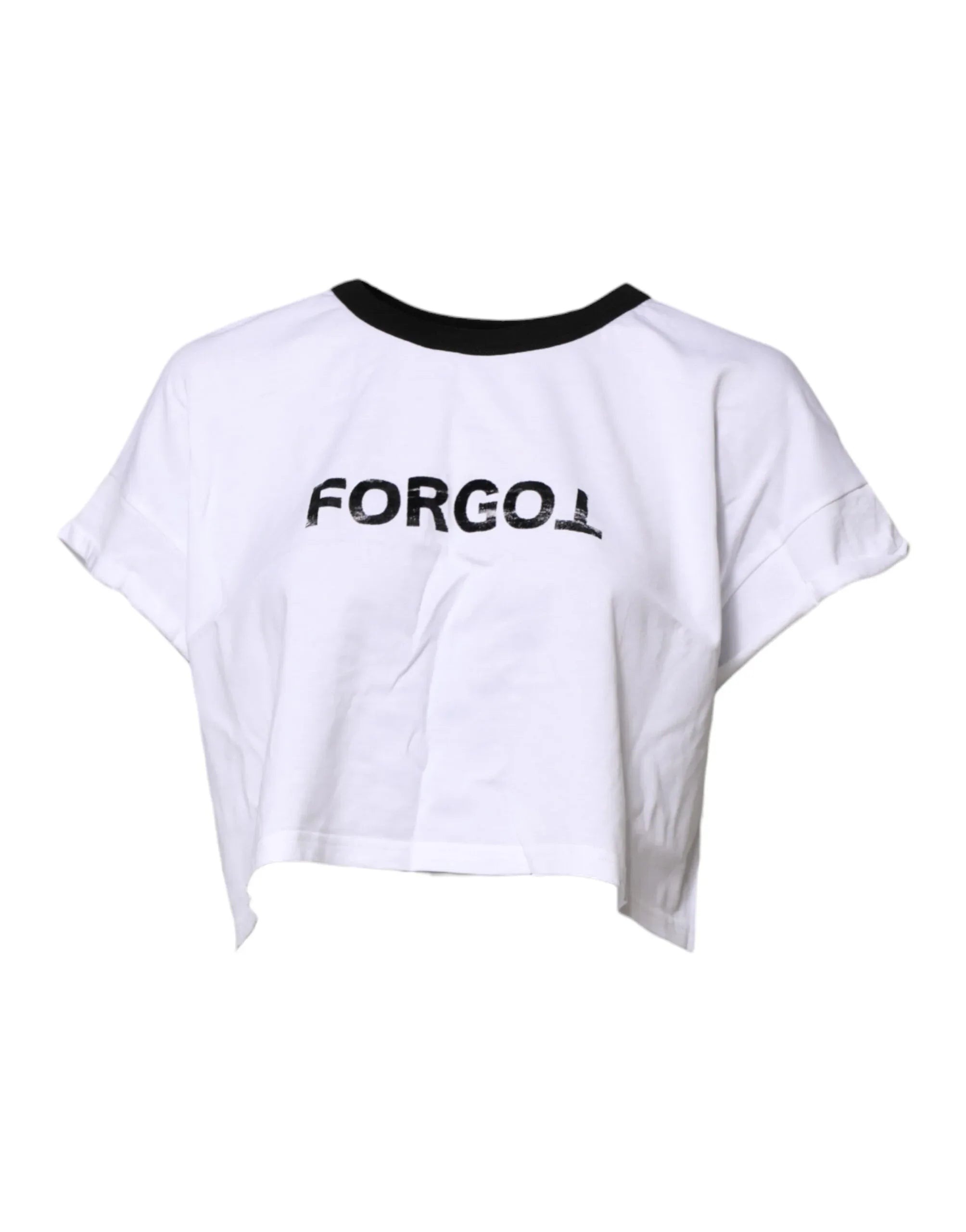Dolce & Gabbana White Cotton Crew Neck Cropped Top T-shirt - Zeiniez