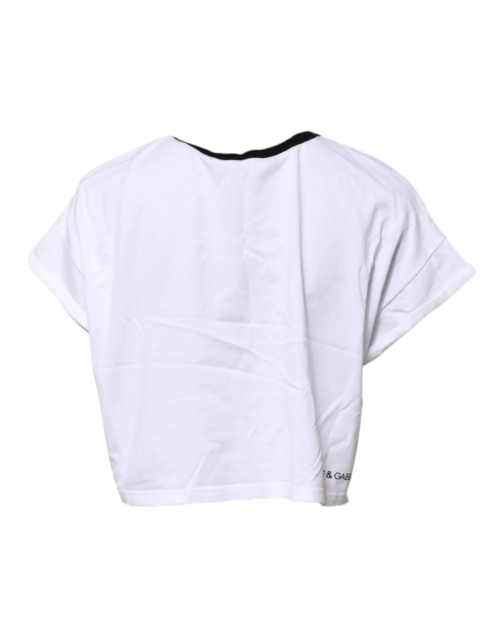 Dolce & Gabbana White Cotton Crew Neck Cropped Top T-shirt - Zeiniez