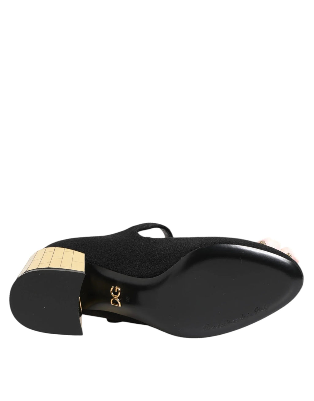 Dolce & Gabbana Black Flower Crystal Embellished Mary Jane Shoes - Zeiniez