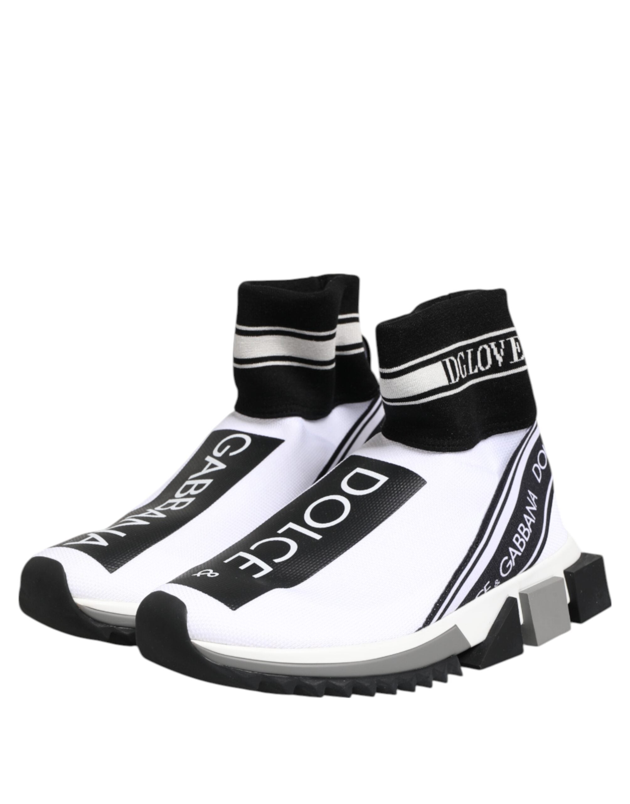 Dolce & Gabbana White Black Sorrento Socks Sneakers Shoes - Zeiniez
