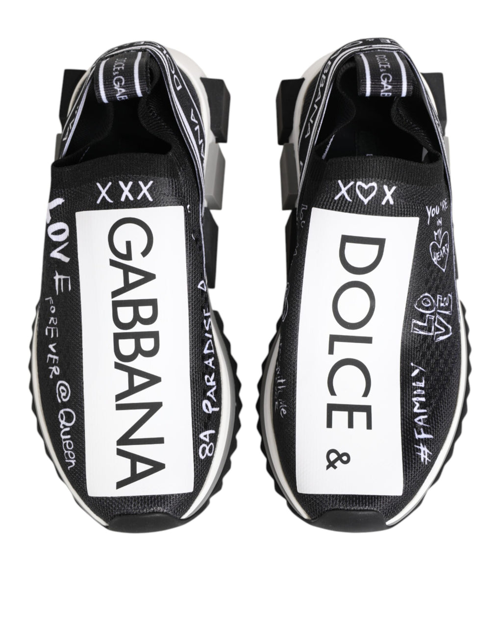 Dolce & Gabbana Black White Sorrento Low Top Sneakers Shoes - Zeiniez