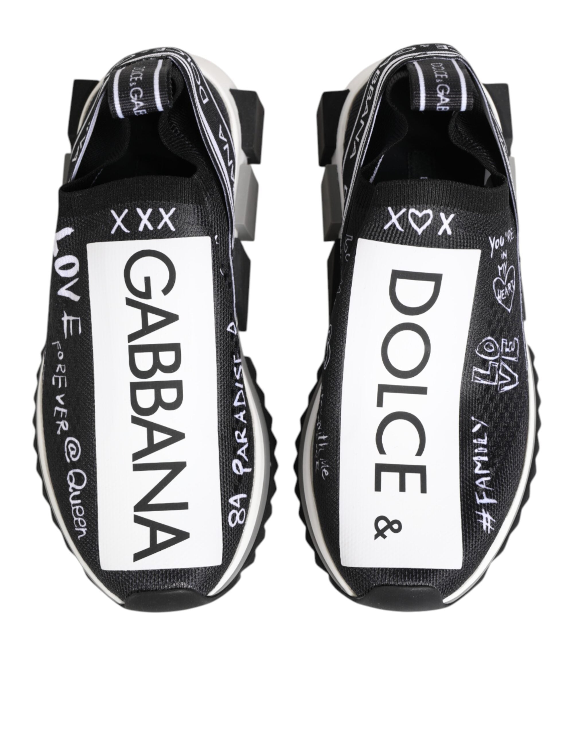 Dolce & Gabbana Black White Sorrento Low Top Sneakers Shoes - Zeiniez