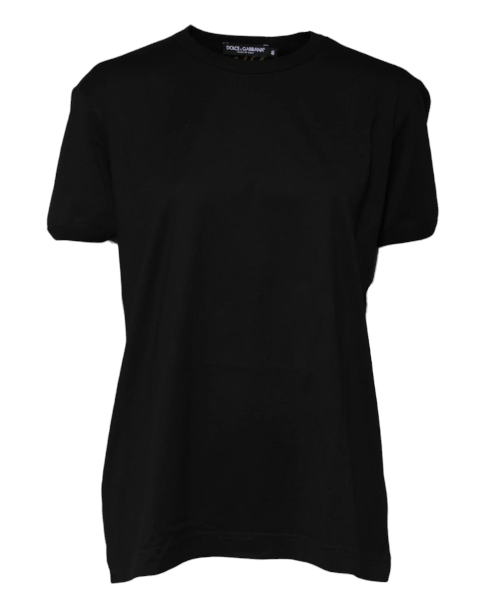 Dolce & Gabbana Black Cotton Goodluck Tee Crew Neck T-shirt - Zeiniez