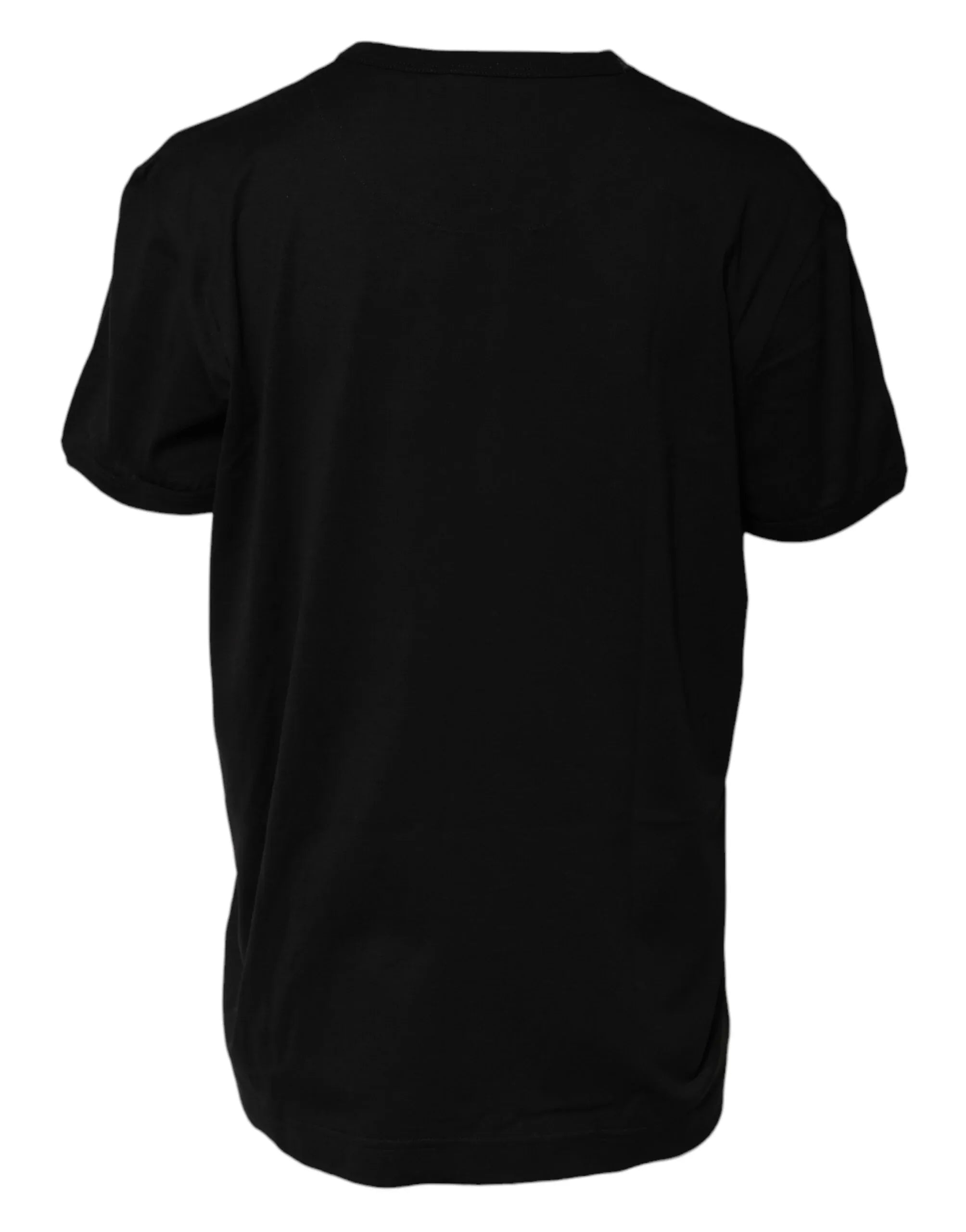 Dolce & Gabbana Black Cotton Goodluck Tee Crew Neck T-shirt - Zeiniez