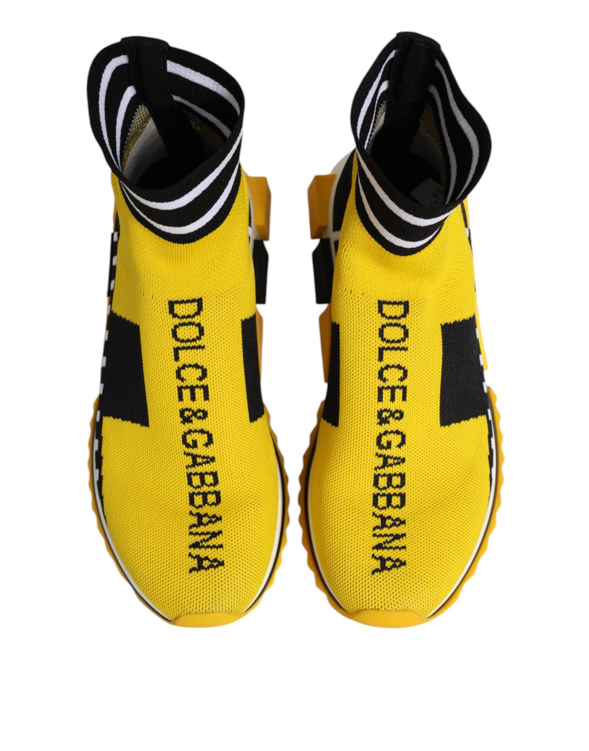Dolce & Gabbana Yellow Black Sorrento Socks Sneakers Shoes - Zeiniez
