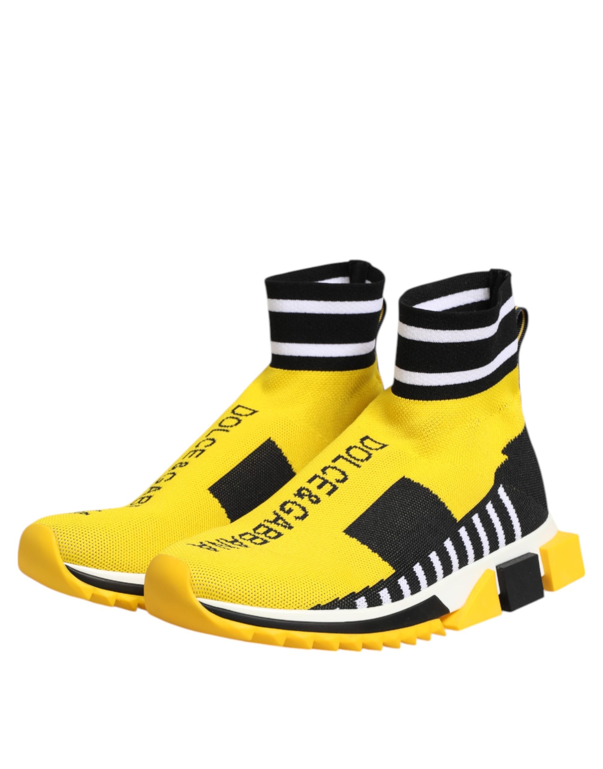 Dolce & Gabbana Yellow Black Sorrento Socks Sneakers Shoes - Zeiniez
