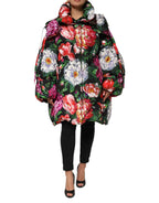 Dolce & Gabbana Multicolor Floral Hooded Puffer Coat Jacket - Zeiniez