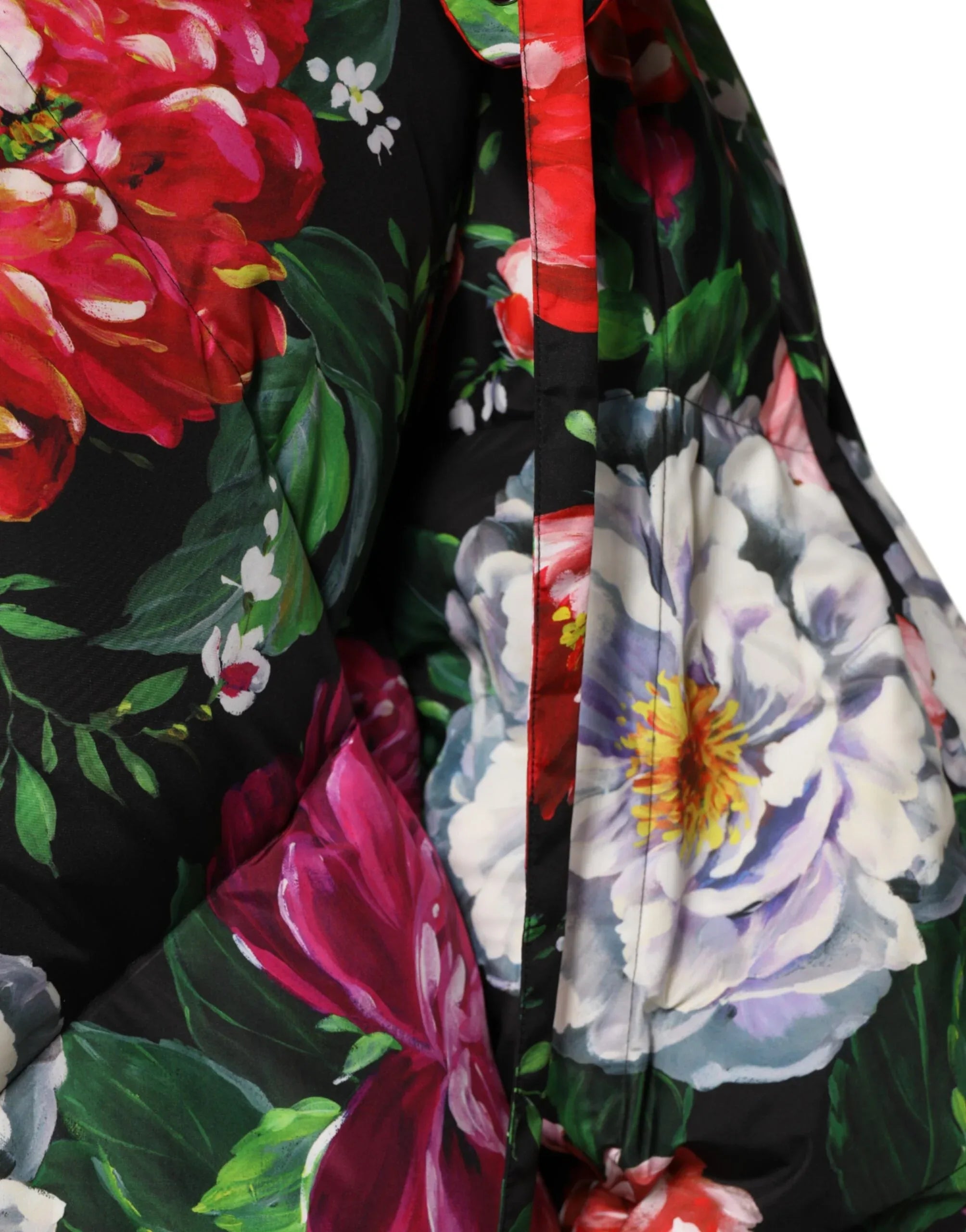Dolce & Gabbana Multicolor Floral Hooded Puffer Coat Jacket - Zeiniez