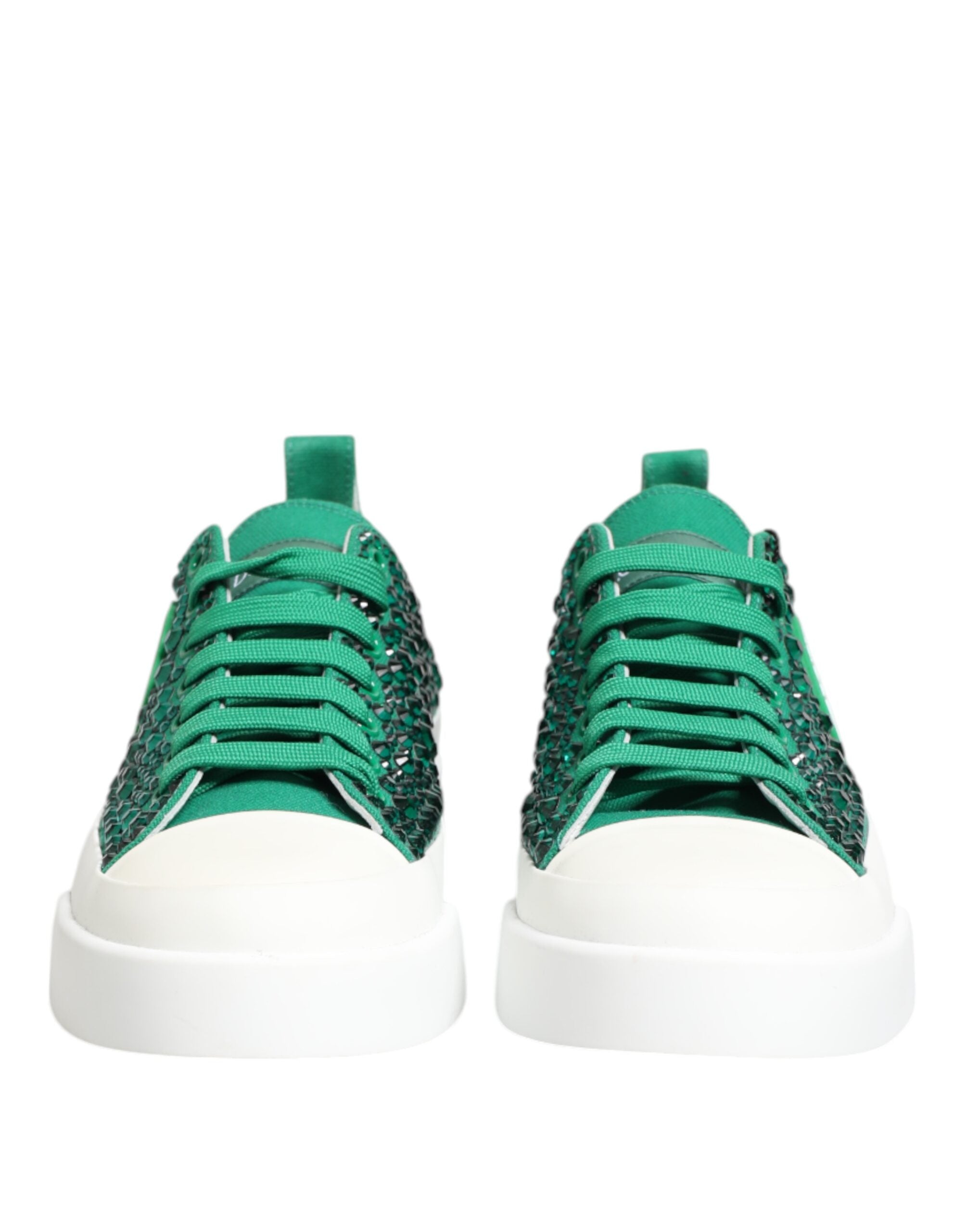 Dolce & Gabbana Green Portofino Crystal DG Logo Sneakers Shoes - Zeiniez