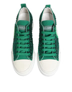 Dolce & Gabbana Green Portofino Crystal DG Logo Sneakers Shoes - Zeiniez