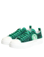 Dolce & Gabbana Green Portofino Crystal DG Logo Sneakers Shoes - Zeiniez