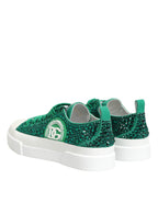 Dolce & Gabbana Green Portofino Crystal DG Logo Sneakers Shoes - Zeiniez