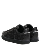 Dolce & Gabbana Black Floral Lace Low Top Sneakers Shoes - Zeiniez