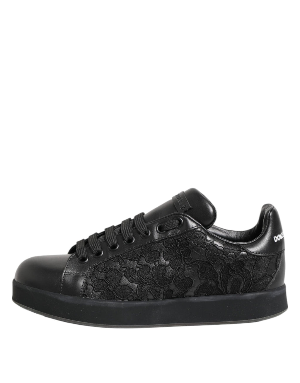 Dolce & Gabbana Black Floral Lace Low Top Sneakers Shoes - Zeiniez